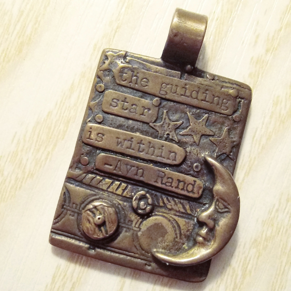 Artisan Bronze Ayn Rand Pendant Necklace